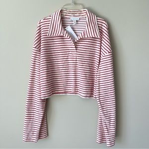 Top Shop Red and White Striped Top NWT